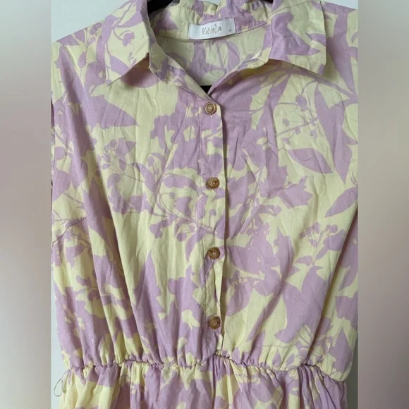 Kariella Cute Floral Preppy Spring Collared Button Up 100% Cotton Dress - Picture 8 of 12